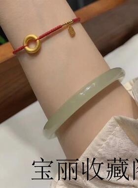 新疆和田玉青白玉手镯女款叮当镯圆细条晴水少女玉镯子精品百搭款