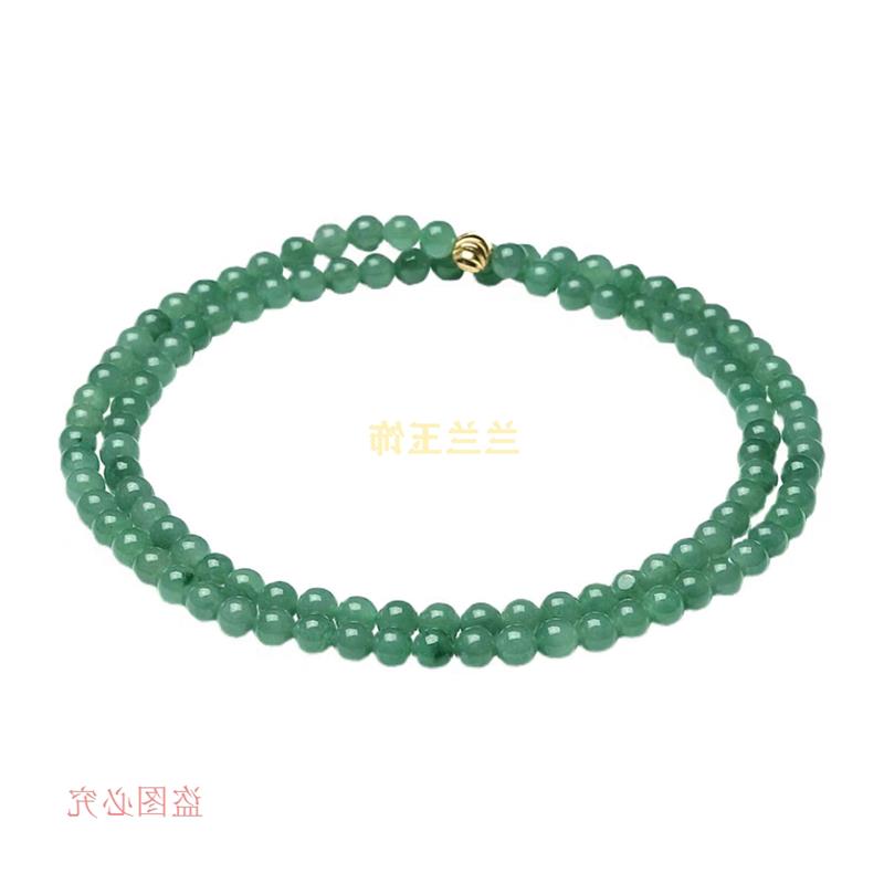 原创精选翡翠色项链玉石颗佛珠项链深绿油青珠子手串圆珠手链饰品