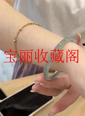 高级感油青叮当镯玛瑙玉石手镯女玉髓冰种美人条绿送生日礼物处理