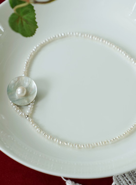 天然淡水珍珠法式优雅锁骨链