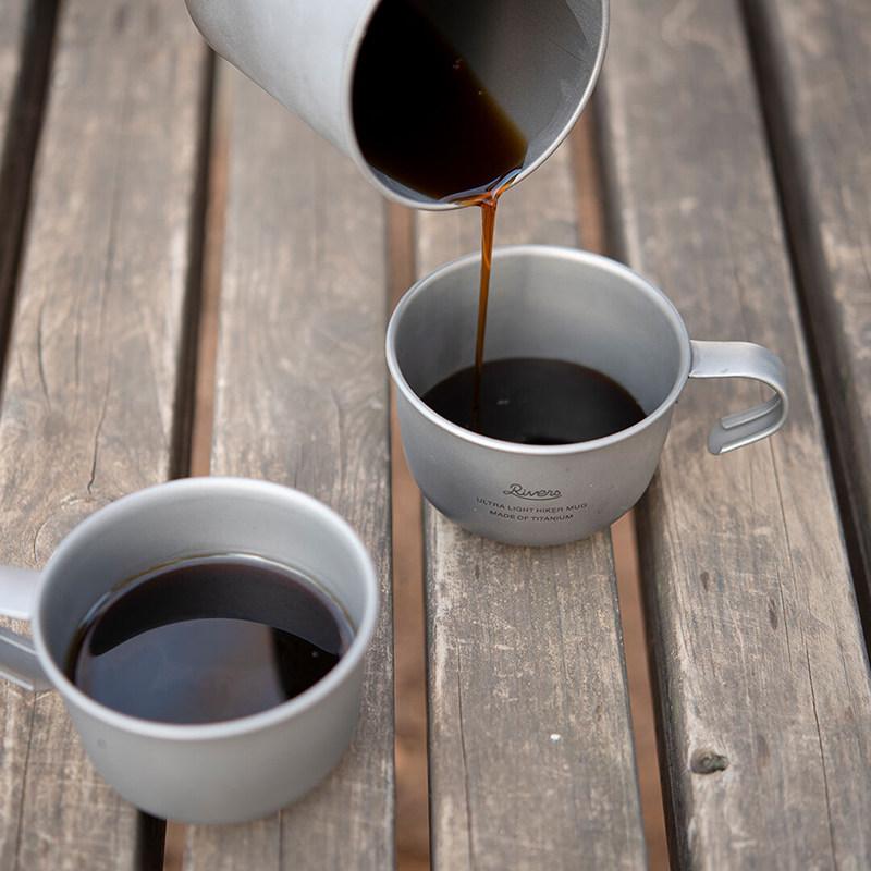 RIVERS 创意超轻钛杯 咖啡杯随行杯 简约便携金属旅行杯露营杯子 - 图0