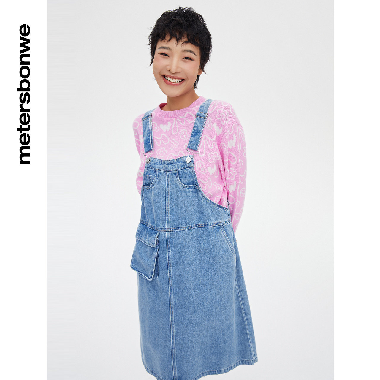 美特斯邦威背带裙春夏牛仔连衣裙 美特斯邦威outlets店连衣裙