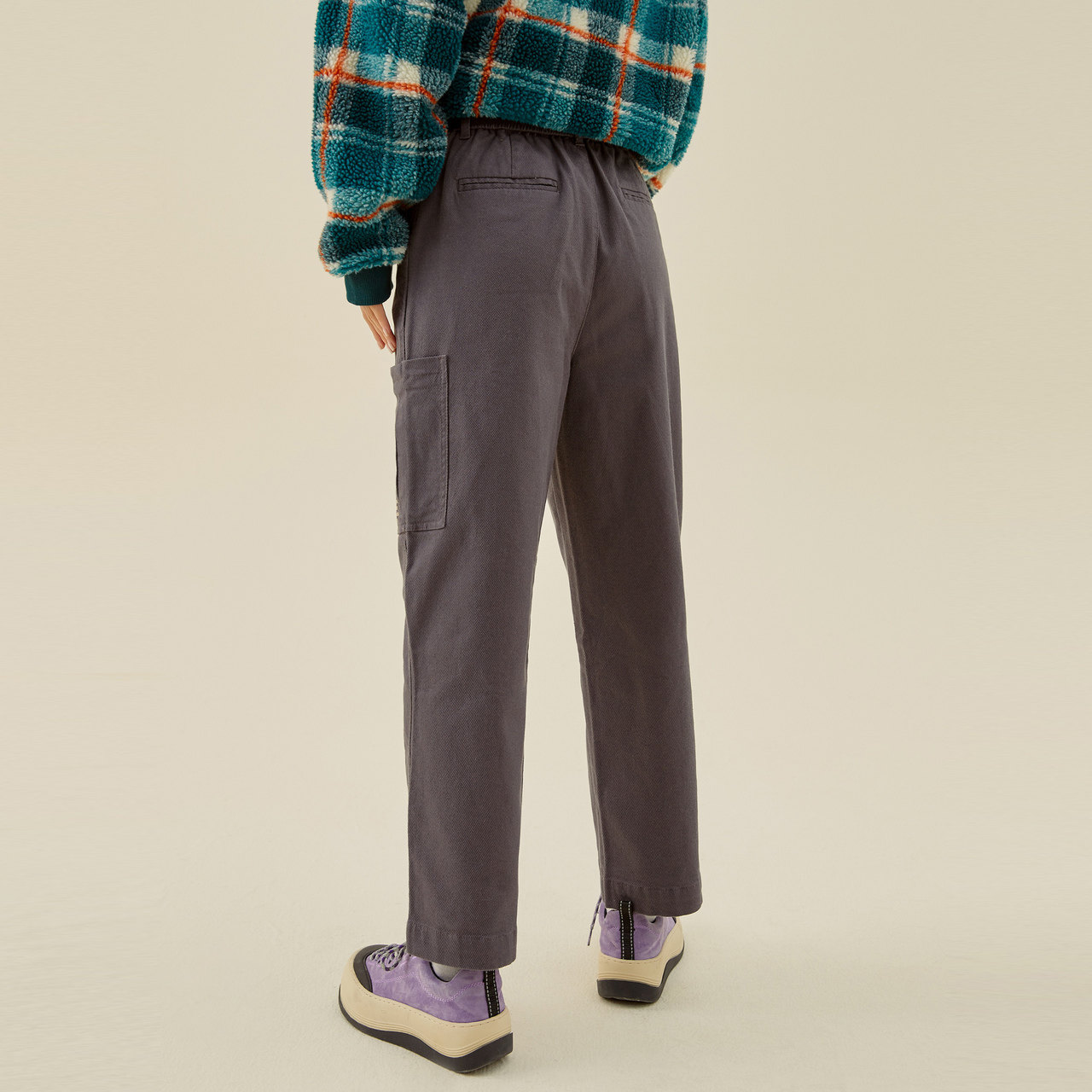 美特斯邦威高腰直筒女工装裤棉布裤 美特斯邦威outlets店休闲裤