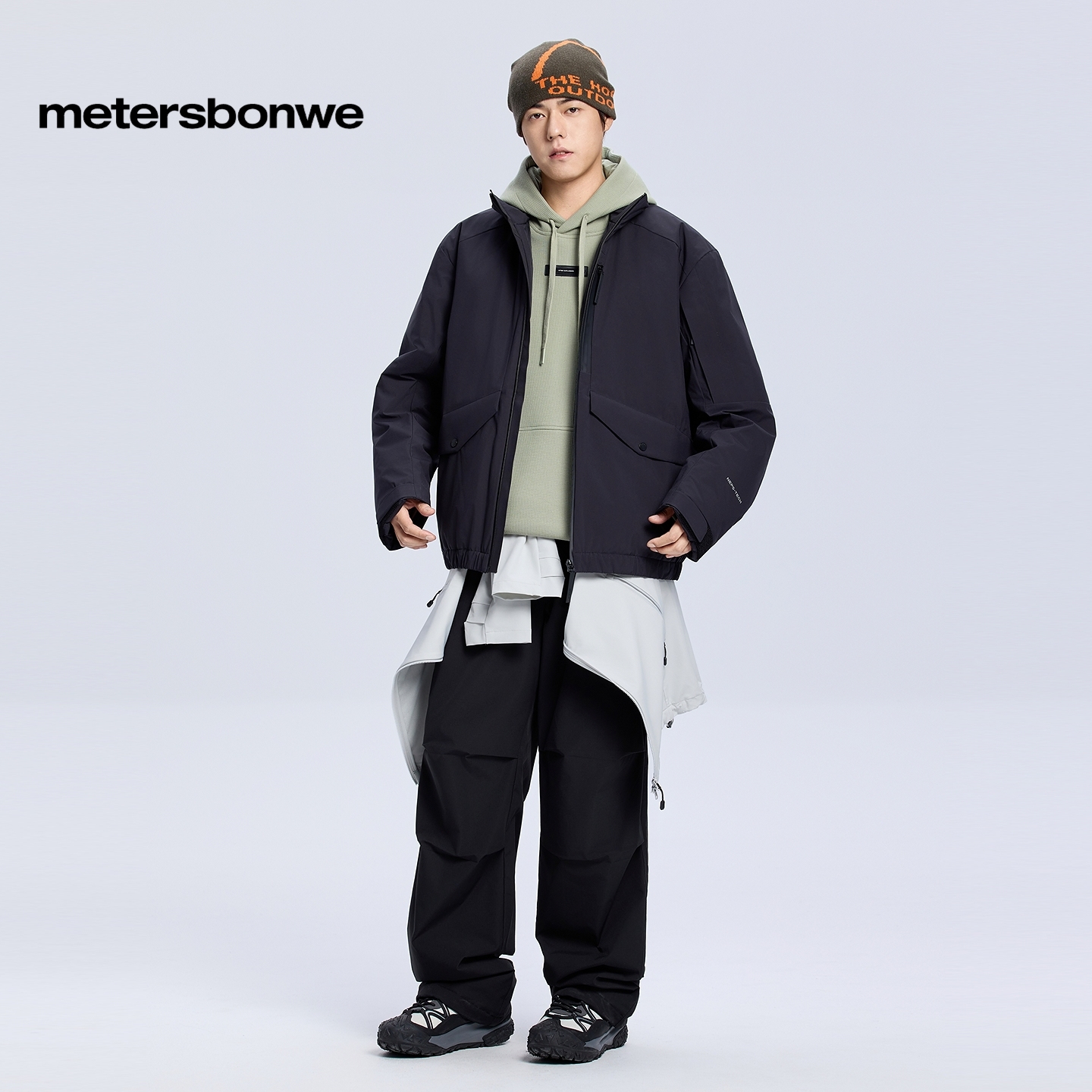 美特斯邦威男款2025新款冬季立领做旧短款夹克羽绒服休闲三防外Q - 图0