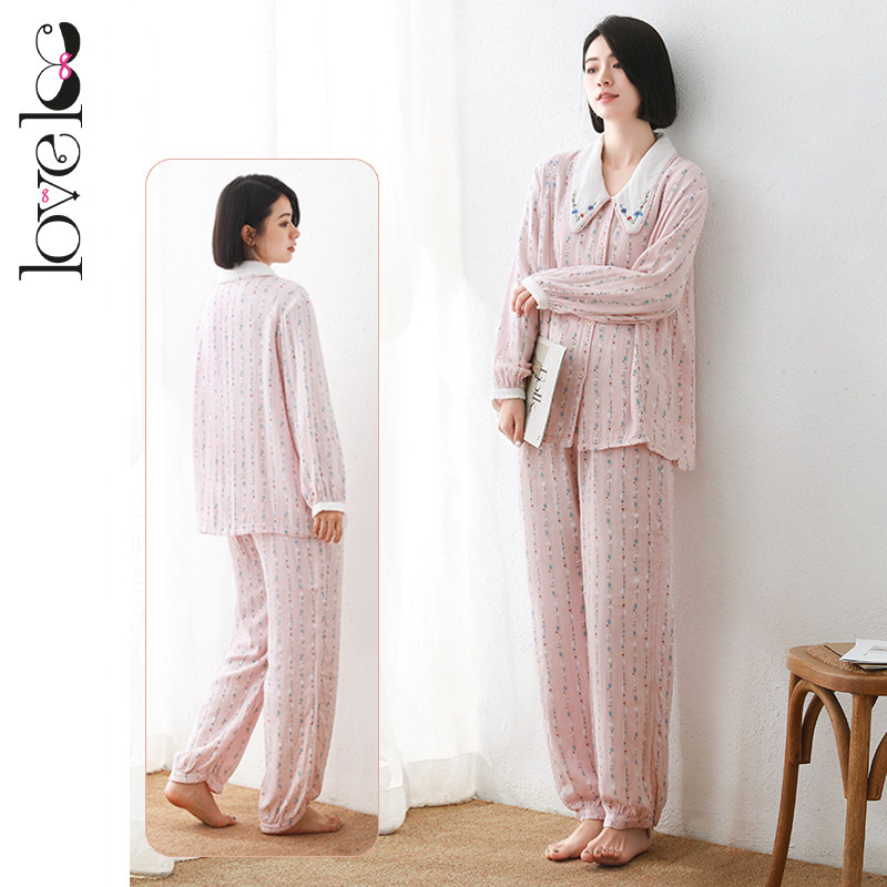 loveloc月子服孕妇夏季装竹睡衣裤 loveloveloc家居服套装