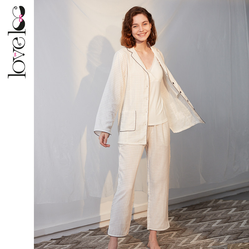 loveloc月子服夏薄产后喂奶睡衣 loveloveloc家居服套装