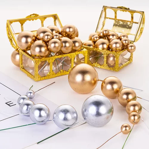 蛋糕装饰金属球金色球银色球泡沫球发泡球银球金球蛋糕插件  10个 - 图2