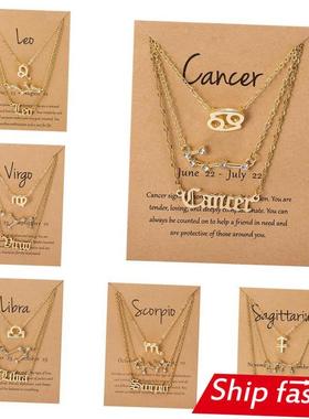3pcs set Zodiac women necklace Personality new gift couple