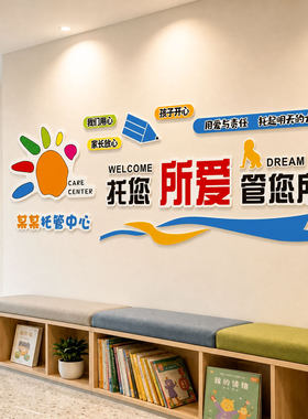 托管班前台布置教育培训机构背景墙贴纸早教中心形象海报宣传9010