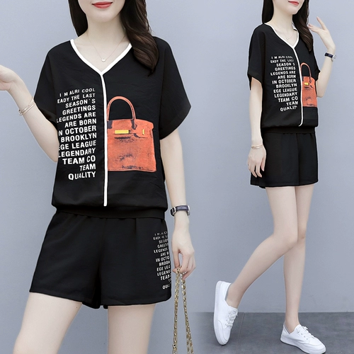 Летний комплект, коллекция 2022, большой размер, подходит для полных девушек, по фигуре, в западном стиле, короткий рукав
