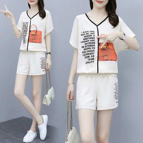 Летний комплект, коллекция 2022, большой размер, подходит для полных девушек, по фигуре, в западном стиле, короткий рукав