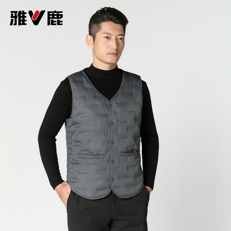 雅鹿羽绒马甲男内穿中老年90绒鸭绒背心爸爸加厚加大肥马夹坎肩冬,淘宝优惠券,粉丝福利购,淘宝优惠卷