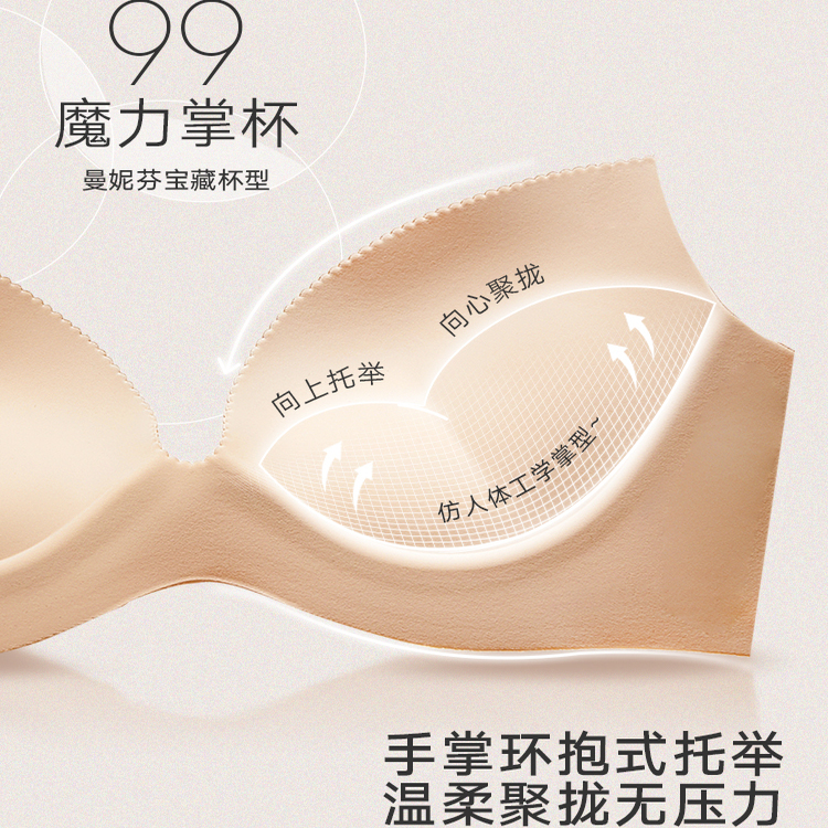 曼妮芬舒适无钢圈文胸小胸聚拢胸罩女士性感蕾丝无痕软支撑内衣