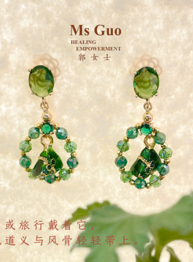 水晶珐琅耳环通勤精致气质小众
