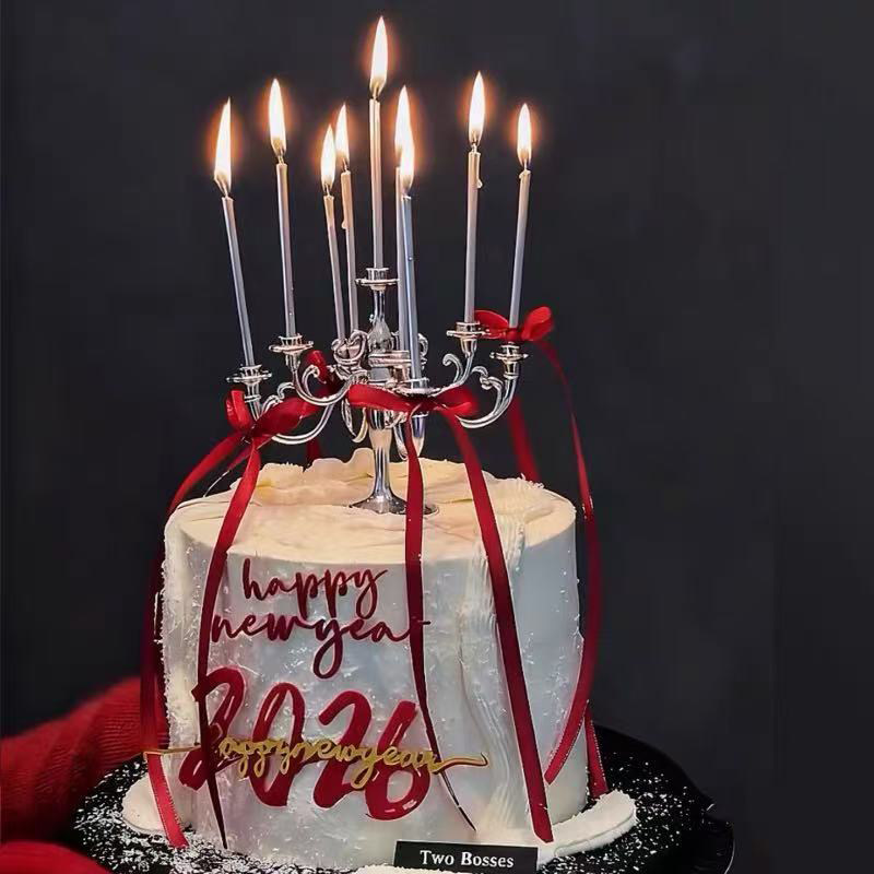 2026新年快乐亚克力烛台蛋糕装饰摆件跨年元旦蝴蝶结丝带装扮插件,淘宝优惠券,粉丝福利购,淘宝优惠卷