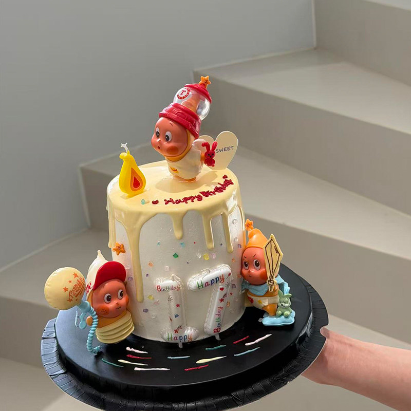 网红吹泡泡星星人蛋糕装饰摆件儿童生日派对气球数字蜡烛装扮插件,淘宝优惠券,粉丝福利购,淘宝优惠卷