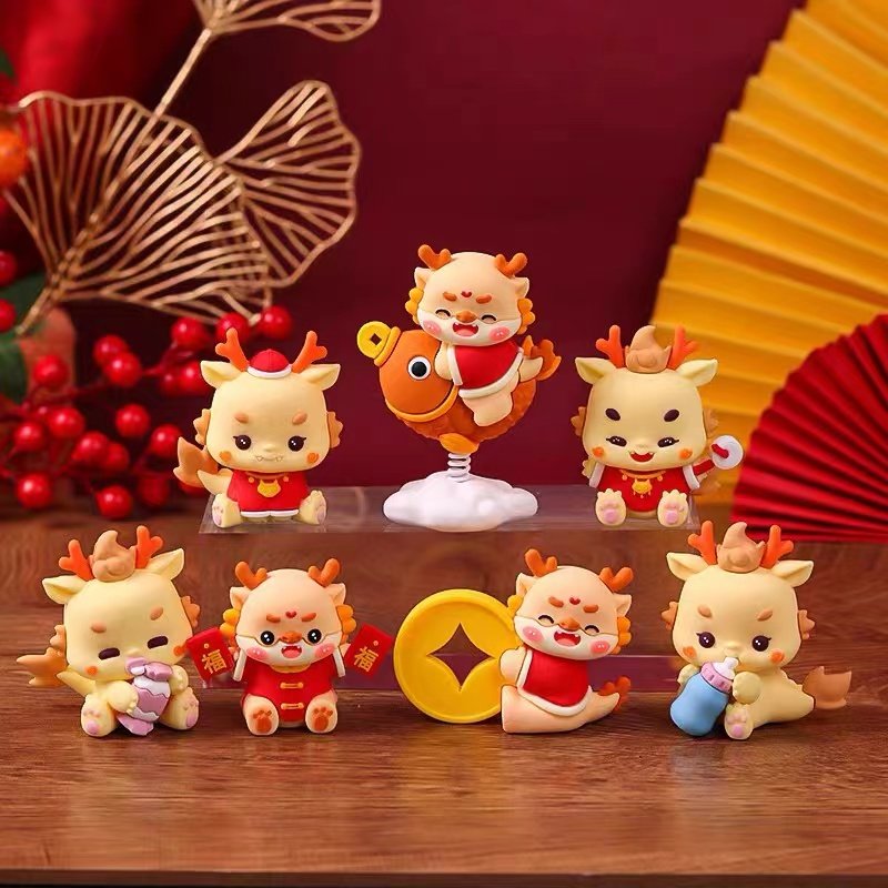 中式国潮风卡通龙宝宝生日蛋糕装饰摆件儿童男孩女孩公仔烘焙装扮,淘宝优惠券,粉丝福利购,淘宝优惠卷