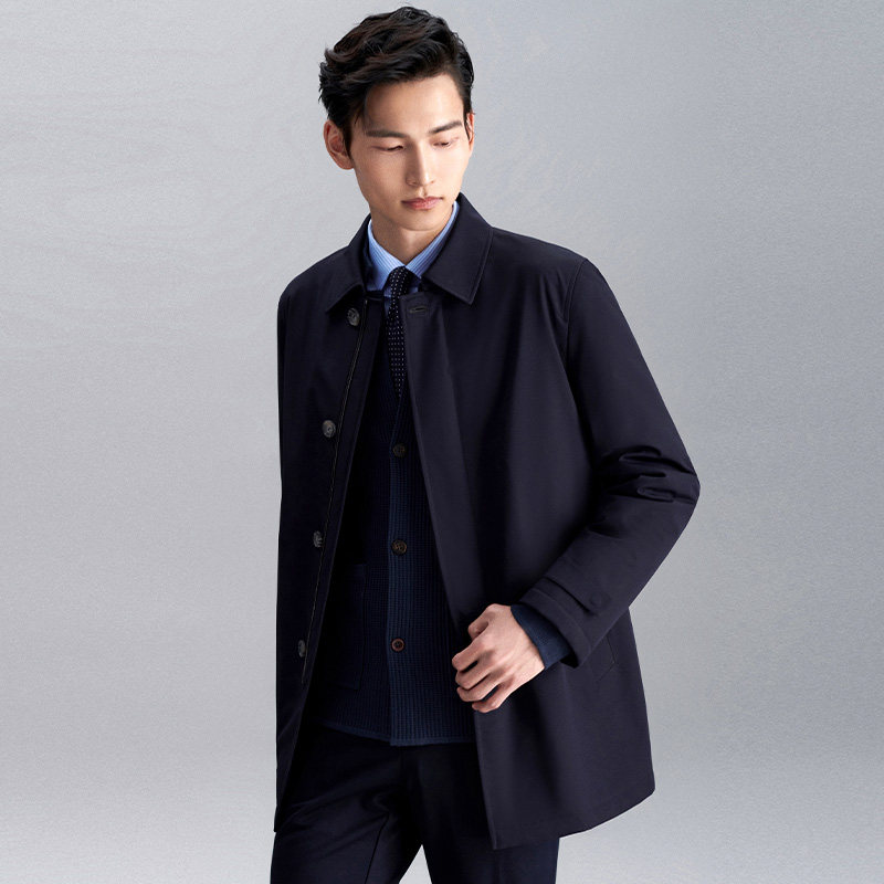 报喜鸟品牌秋冬新款商务休闲宽松男士加绒翻领风衣羽绒服外套男,淘宝优惠券,粉丝福利购,淘宝优惠卷