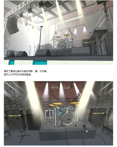 ACON 3D 网络漫画作家的乐队乐器合奏室现场演唱野外舞台背景 - 图2