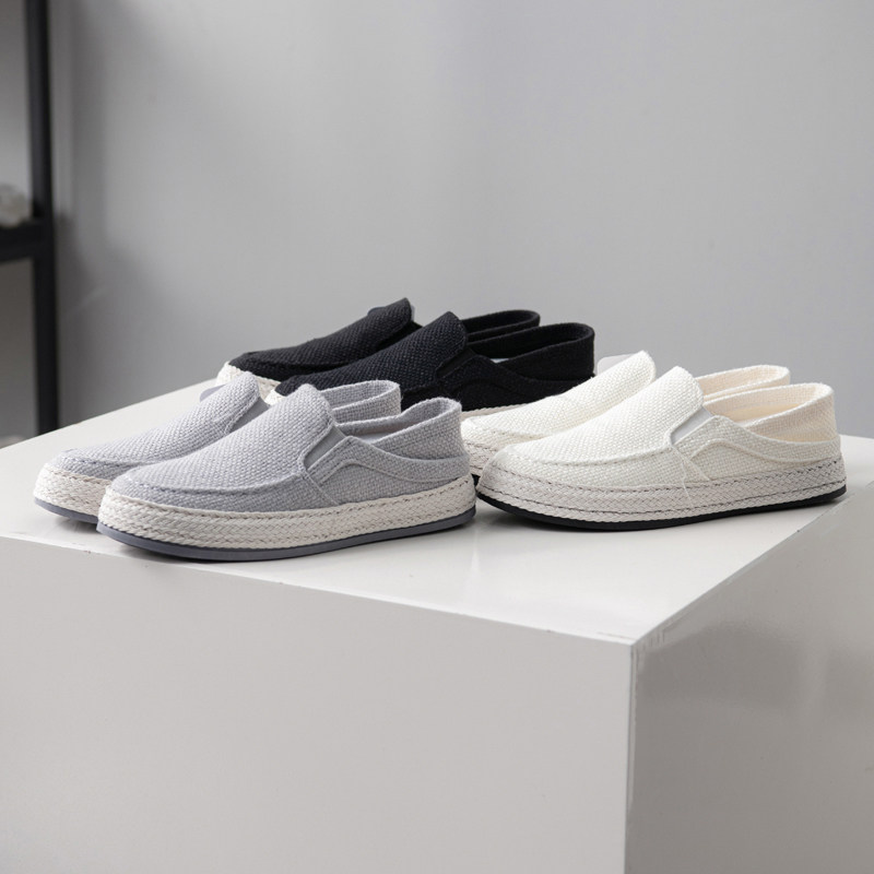 轻便舒适！品质在线！休闲一脚蹬夏季男士亚麻透气防臭布鞋帆布鞋,淘宝优惠券,粉丝福利购,淘宝优惠卷