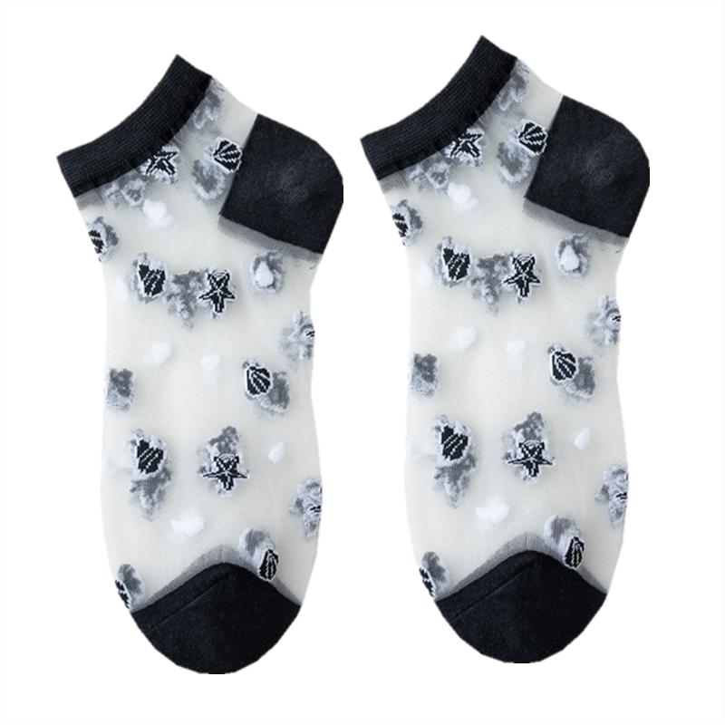 短袜子女夏季透明水晶玻璃丝短袜镂空纯棉底短筒春夏薄款卡丝船袜,淘宝优惠券,粉丝福利购,淘宝优惠卷