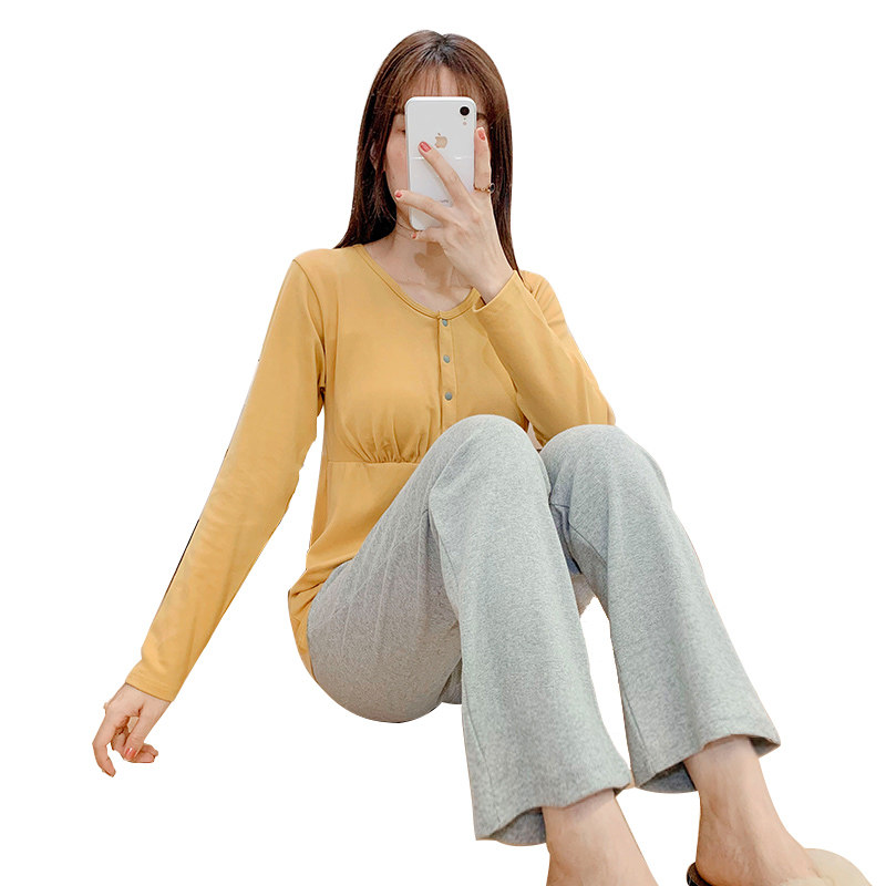 月子服纯棉孕妇怀孕期9月份10睡衣 若恬家居服套装