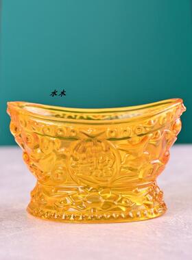 水晶元宝酥油灯底座供灯
