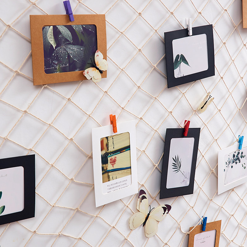 网格片墙insbfp绳装饰悬挂渔网现代相框diy麻挂墙意创可照爱少女