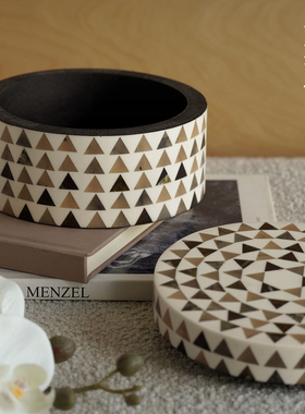 印度进口复古圆形首饰盒罐子摆件