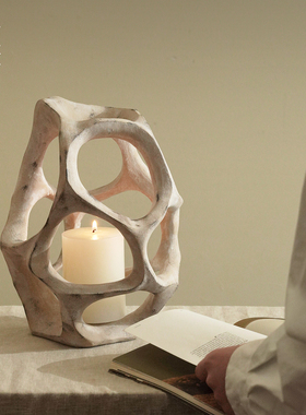 侘寂风创意几何镂空球装饰摆件