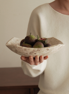 侘寂风洞石柱形烛台摆件工艺品