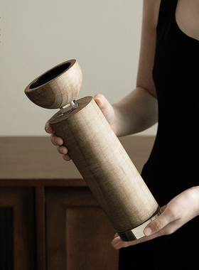 栗石中古风实木圆柱形烛台摆件