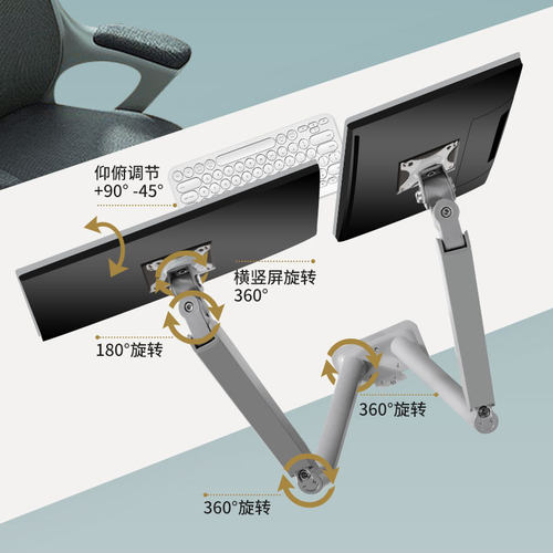 通用于HKC显示器23.8/27英寸IG27Q电竞机械臂支架双屏可升降旋转-图2