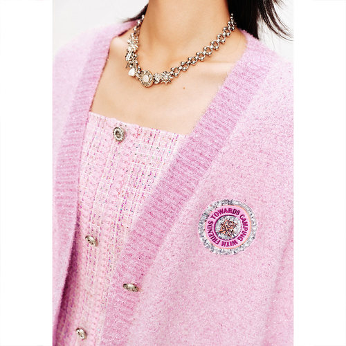 [智性学院风]PSALTER诗篇简约v领甜美刺绣开衫毛针织衫2024春款 - 图2