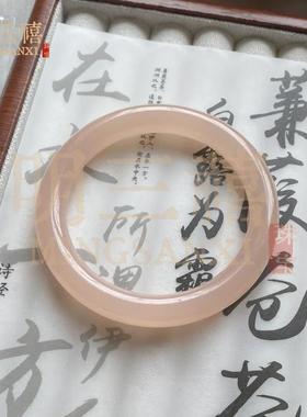 2026阿富汗玉手镯西柚粉天然青白手镯小红书款藕粉色圆条玉石手镯