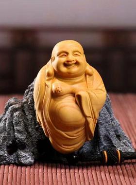 2026黄杨木雕弥勒佛实木手把玩物件手把件男士随身盘玩吊坠挂件工