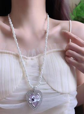 2026甜美镶钻爱心猫咪串珠项链女小众气质精致高级感复古个性百搭