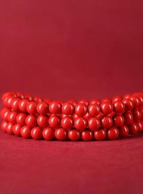 2026天然原矿朱砂三圈多圈手串高含量本命年紫金帝王红砂手链手串