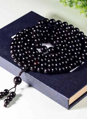 2026精品黑檀手串8x108颗手链念珠沉水紫光檀佛珠男女款饰品厂家