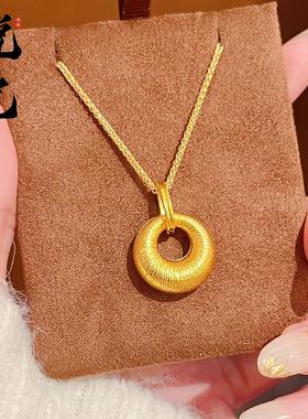 2026小红书爆款古法沙金拉丝小金坨吊坠胖福金坨坨平安扣锁骨金色