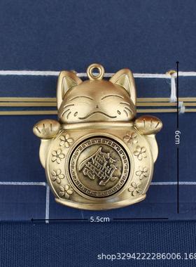 2026招财猫福袋新款黄铜实心迷你手把玩件桌面招财摆件手把玩挂件