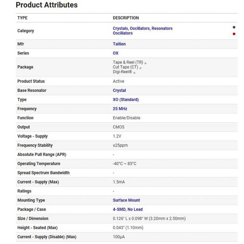 OSC OXLTDLJANF 25M 25MHZ 25.000MHZ 3225 TAITIEN 1.2V有源晶振 - 图0