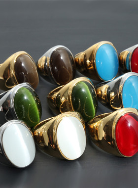 书卷一梦李一桐刘宇宁同款蓝石头戒指男女指环钛钢电镀蓝宝石戒指