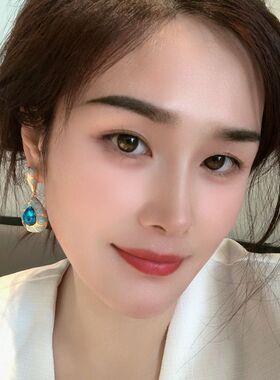 美人余王佳佳余梦李一桐同款龟裂纹镶嵌宝石耳环复古水滴滴油耳钉