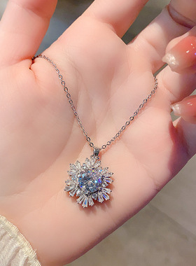 女神蒙上眼林小云张艺上同款项链18k金单粒钻石项链k金镶钻锁骨链