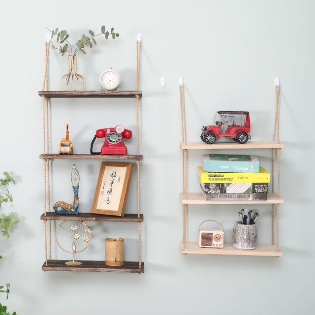 Retro rack storage rack solid wood tea room storage display rack
