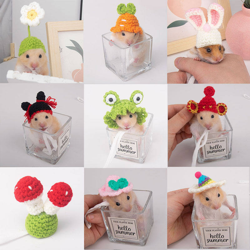 仓鼠帽子宠物仓鼠专用小帽子衣服可爱迷你毛绒手工编织金丝熊鹦鹉,淘宝优惠券,粉丝福利购,淘宝优惠卷