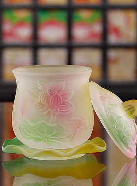 琉璃莲花净水供水杯黄双色