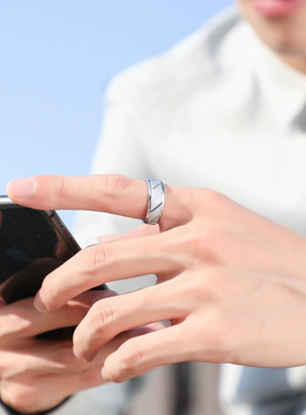 钛钢戒指 新款磨砂流星男士霸气轻奢高级感潮流小众饰品