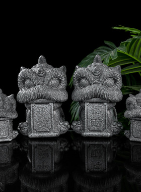 国潮醒狮摆件国风喜庆狮子仿石狮树脂工艺品开业公司年会礼品礼物